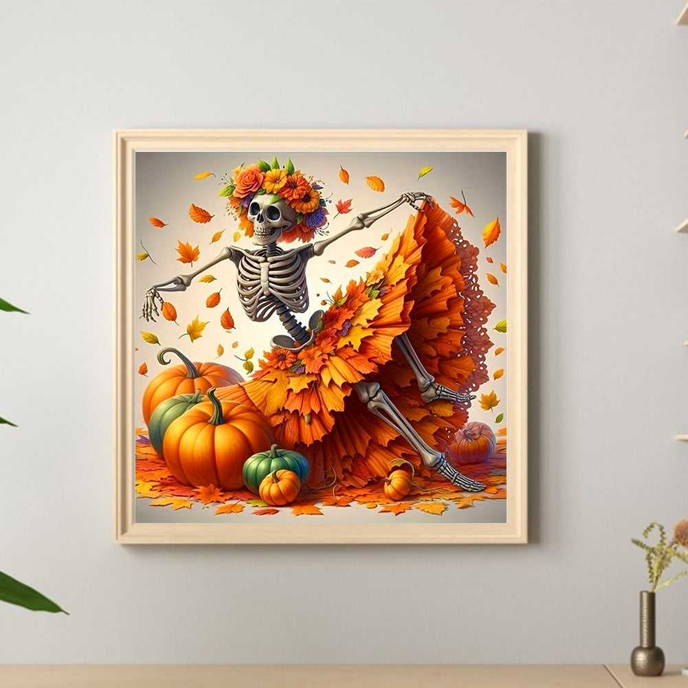 Skull And Leaf Skirt - Full Round Drill Diamond Painting 40*40CM
