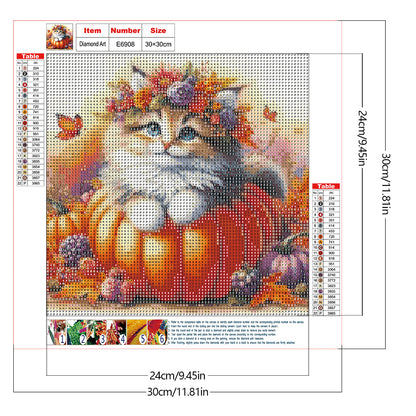 Halloween Pumpkin Cat - Full Round Drill Diamond Painting 40*40CM