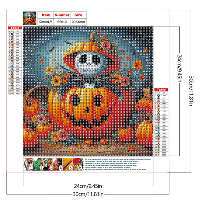 Halloween Skull Pumpkin - Full Round Drill Diamond Painting 40*40CM