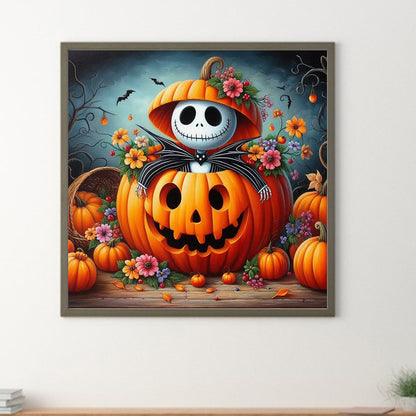 Halloween Skull Pumpkin - Full Round Drill Diamond Painting 40*40CM