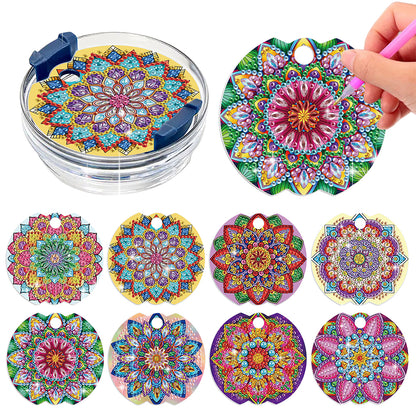 8pcs Mandala DIY Diamond Art Cup Lid Accessories Bling Tumbler Lid Plate
