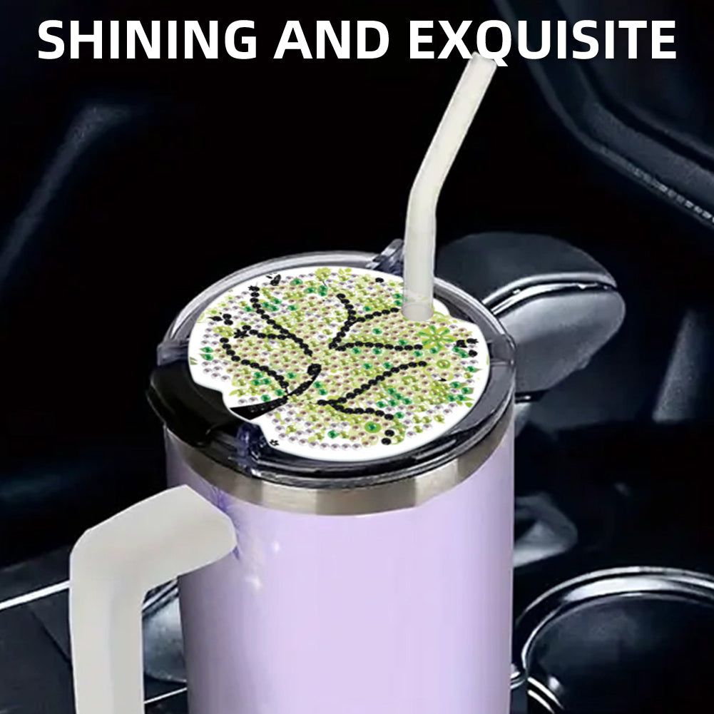 8pcs Tree DIY Diamond Art Cup Lid Accessories Bling Tumbler Lid Plate
