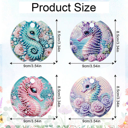8pcs Seahorse Owl DIY Diamond Art Cup Lid Accessories Bling Tumbler Lid Plate