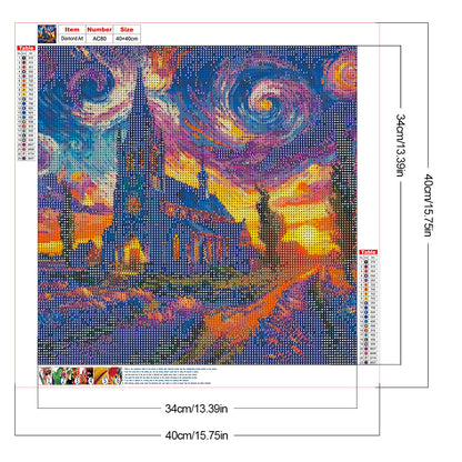 Starry Sky Scenery - Full Round Drill Diamond Painting 40*40CM