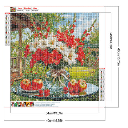 Yard Flower Scenery - Full Round Drill Diamond Painting 40*40CM