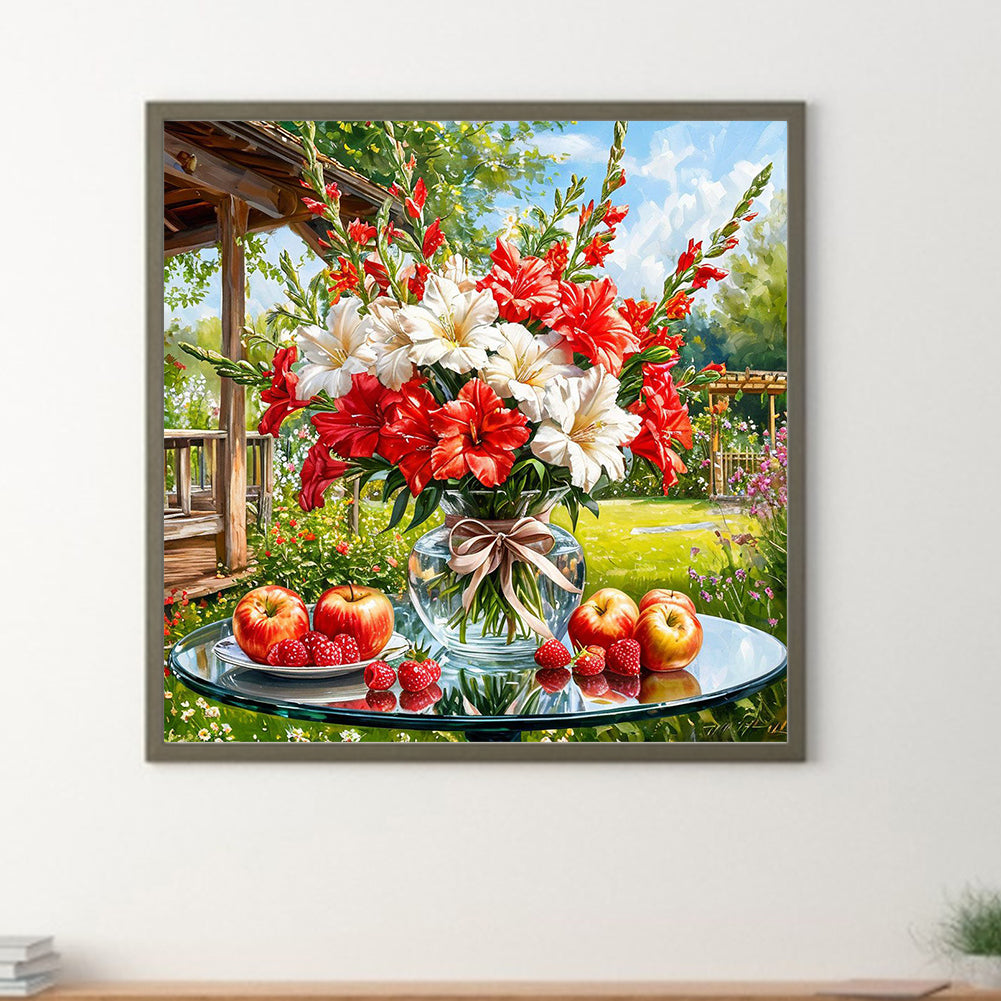 Yard Flower Scenery - Full Round Drill Diamond Painting 40*40CM