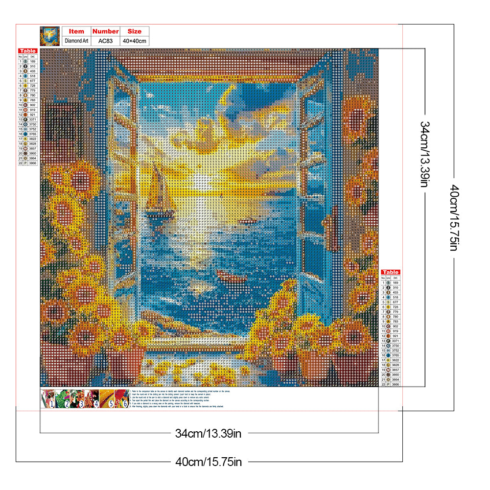 Ocean View From The Window - Full Round Drill Diamond Painting 40*40CM