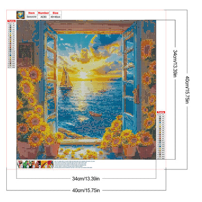 Ocean View From The Window - Full Round Drill Diamond Painting 40*40CM