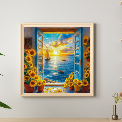 Ocean View From The Window - Full Round Drill Diamond Painting 40*40CM