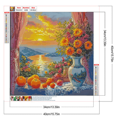 Sunset Outside The Window - Full Round Drill Diamond Painting 40*40CM