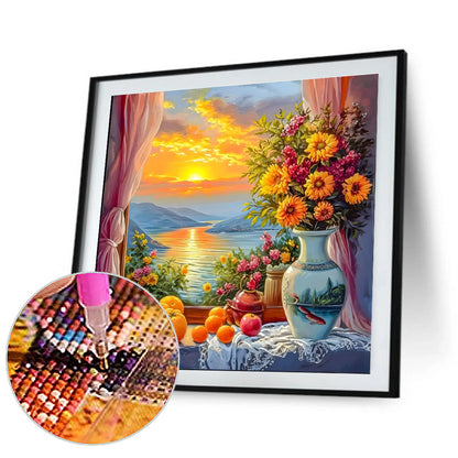 Sunset Outside The Window - Full Round Drill Diamond Painting 40*40CM