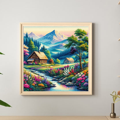 Creek Cabin - Full Round Drill Diamond Painting 40*40CM