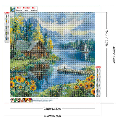 Lakeside Scenery - Full Round Drill Diamond Painting 40*40CM