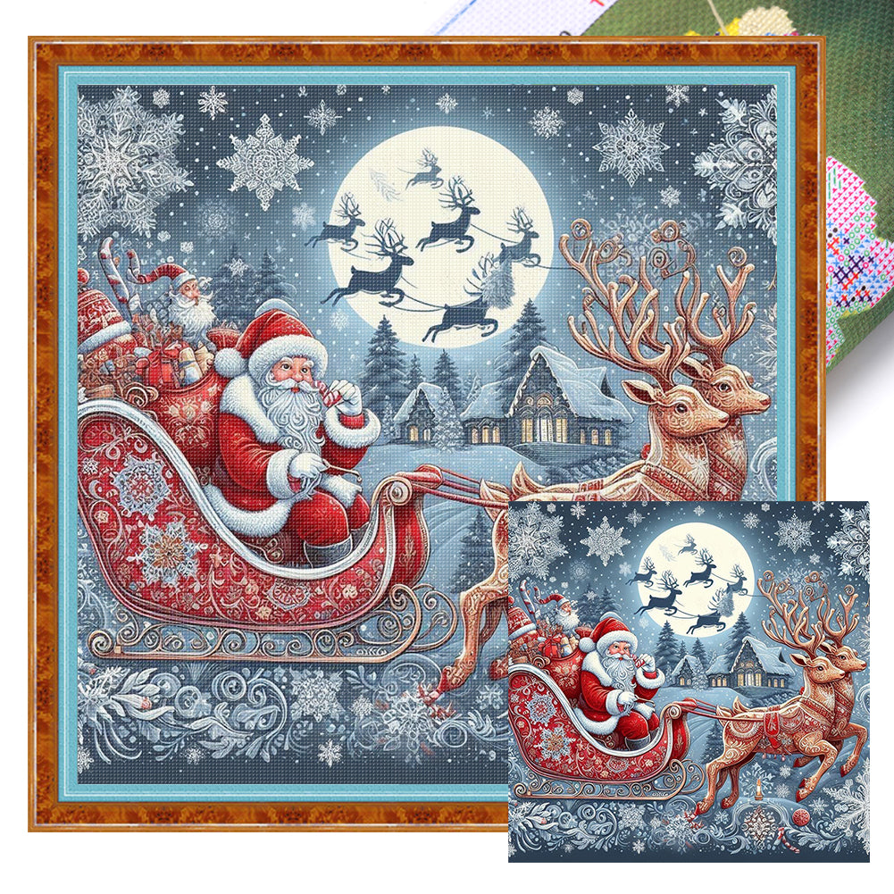 Santa Claus Driving - 11CT Stamped Cross Stitch 50*50CM