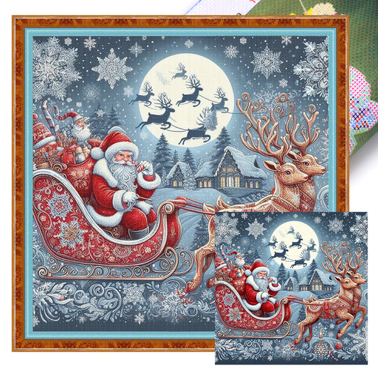 Santa Claus Driving - 11CT Stamped Cross Stitch 50*50CM