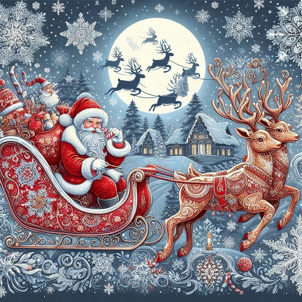 Santa Claus Driving - 11CT Stamped Cross Stitch 50*50CM