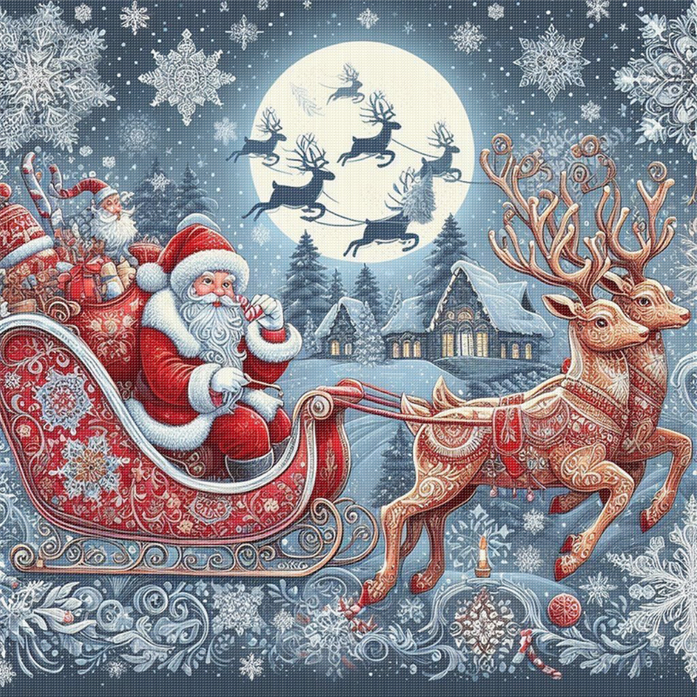 Santa Claus Driving - 11CT Stamped Cross Stitch 50*50CM