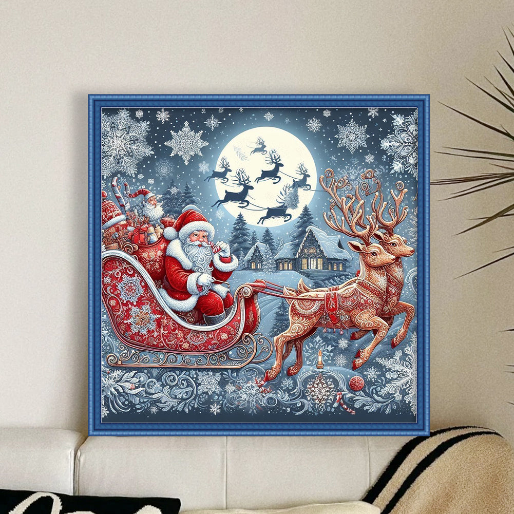Santa Claus Driving - 11CT Stamped Cross Stitch 50*50CM