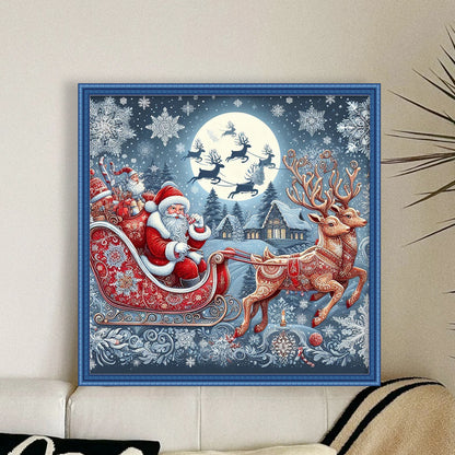 Santa Claus Driving - 11CT Stamped Cross Stitch 50*50CM