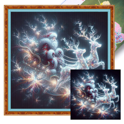 Santa Claus And Elk - 11CT Stamped Cross Stitch 50*50CM