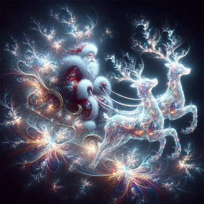 Santa Claus And Elk - 11CT Stamped Cross Stitch 50*50CM