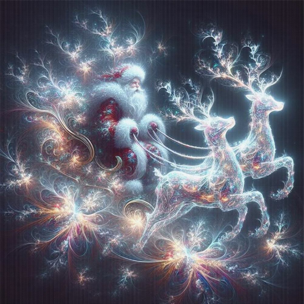 Santa Claus And Elk - 11CT Stamped Cross Stitch 50*50CM