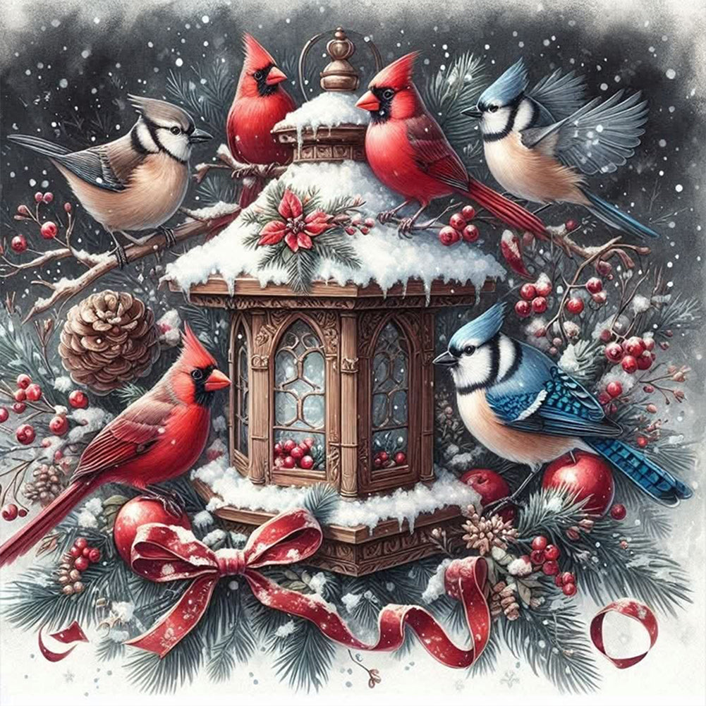 Christmas Lights And Birds - 11CT Stamped Cross Stitch 40*40CM