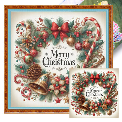 Christmas Candy Wreath - 11CT Stamped Cross Stitch 40*40CM