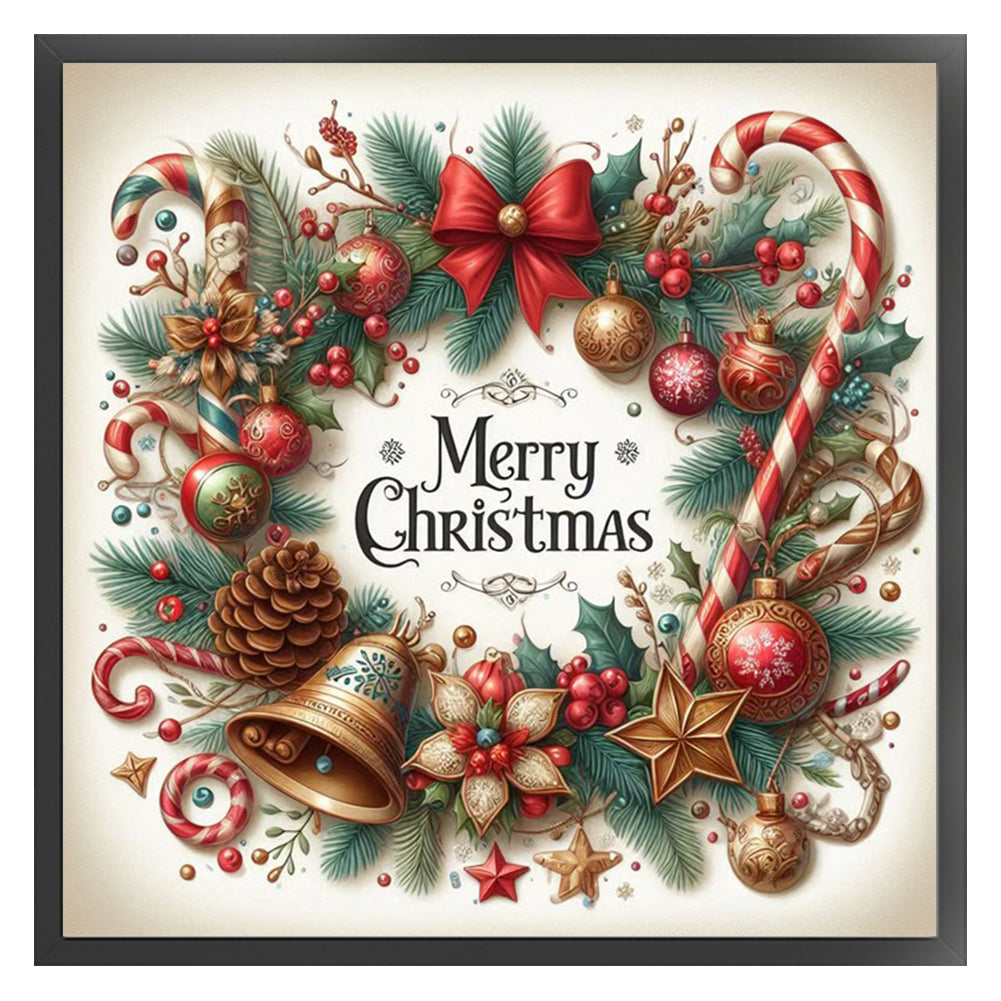 Christmas Candy Wreath - 11CT Stamped Cross Stitch 40*40CM
