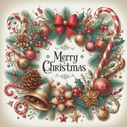 Christmas Candy Wreath - 11CT Stamped Cross Stitch 40*40CM