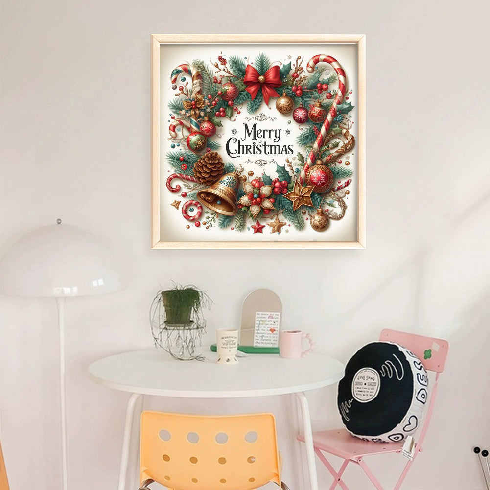 Christmas Candy Wreath - 11CT Stamped Cross Stitch 40*40CM