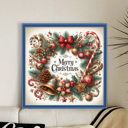 Christmas Candy Wreath - 11CT Stamped Cross Stitch 40*40CM