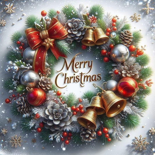 Christmas Pine Cone Wreath - 11CT Stamped Cross Stitch 40*40CM