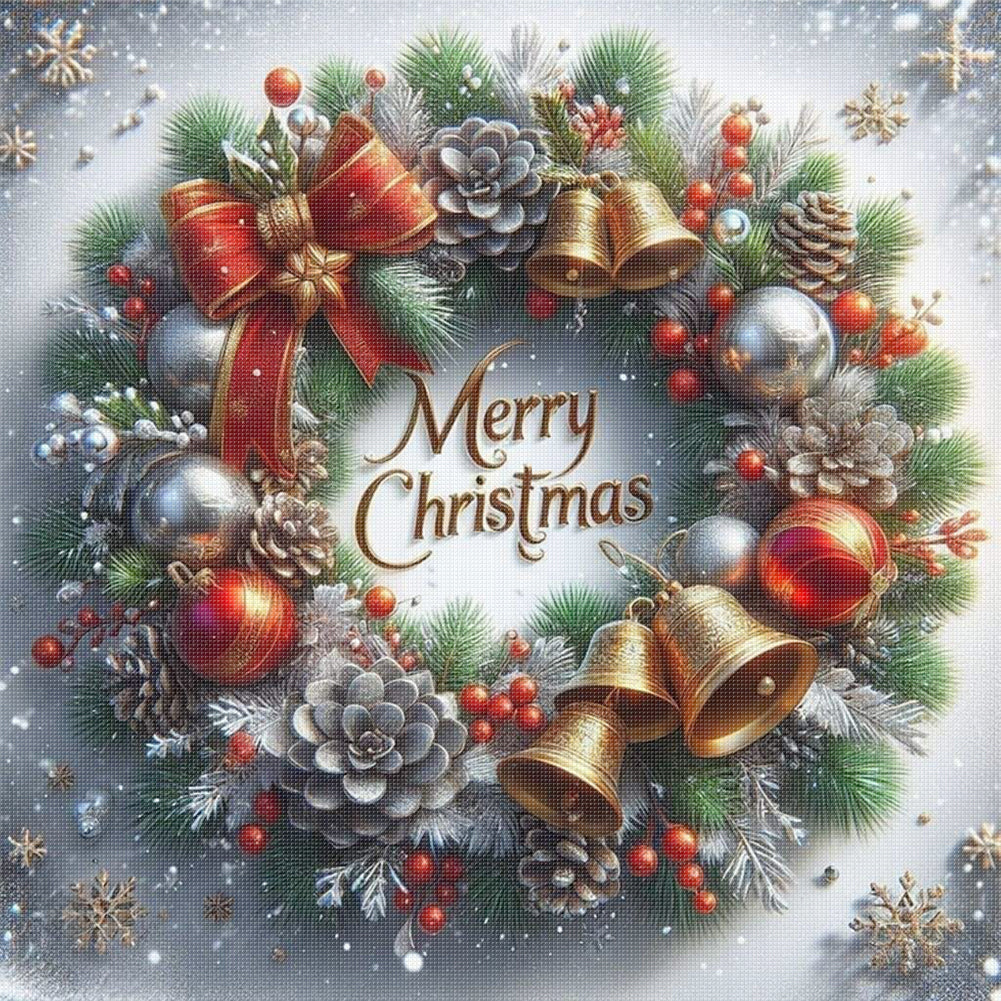 Christmas Pine Cone Wreath - 11CT Stamped Cross Stitch 40*40CM