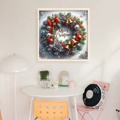 Christmas Pine Cone Wreath - 11CT Stamped Cross Stitch 40*40CM