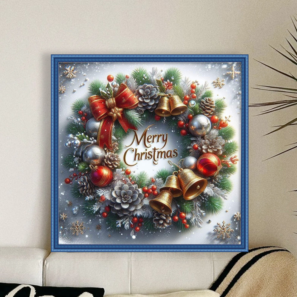 Christmas Pine Cone Wreath - 11CT Stamped Cross Stitch 40*40CM