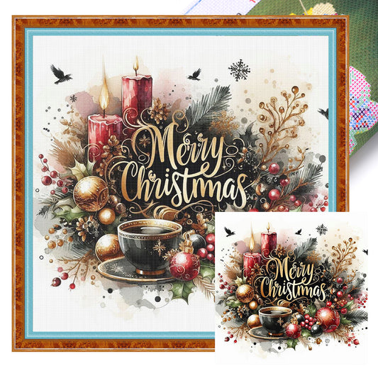 Christmas Drinks - 11CT Stamped Cross Stitch 40*40CM