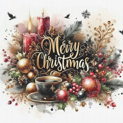 Christmas Drinks - 11CT Stamped Cross Stitch 40*40CM