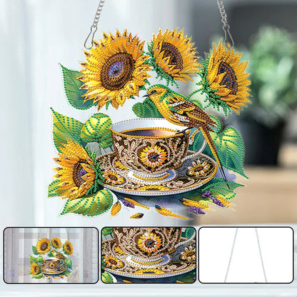 2D Flat DIY Sunflower Diamond Art Pendant Diamond Painting Set Home Decoration