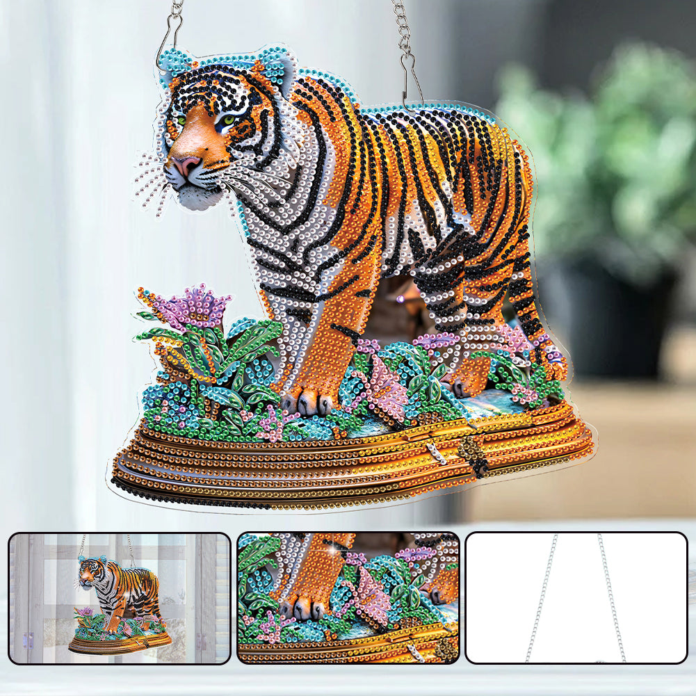 2D Flat DIY Tiger Diamond Art Pendant Diamond Painting Set Home Decoration Craft