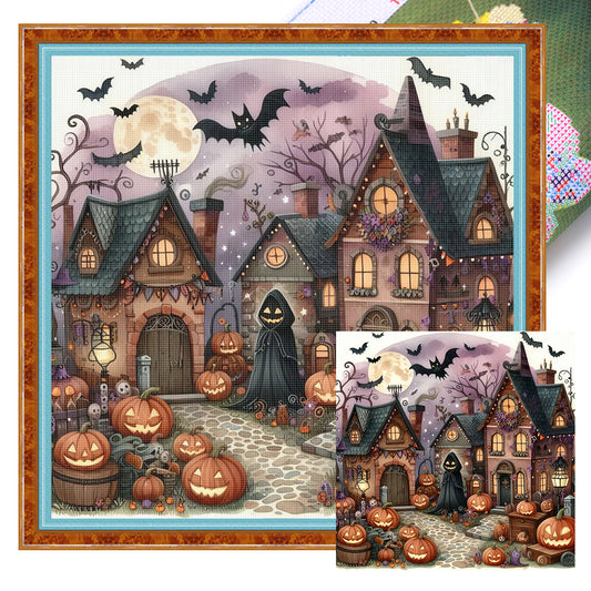 Halloween Haunted House - 11CT Stamped Cross Stitch 40*40CM