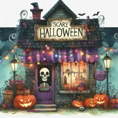 Halloween Shop - 11CT Stamped Cross Stitch 40*40CM
