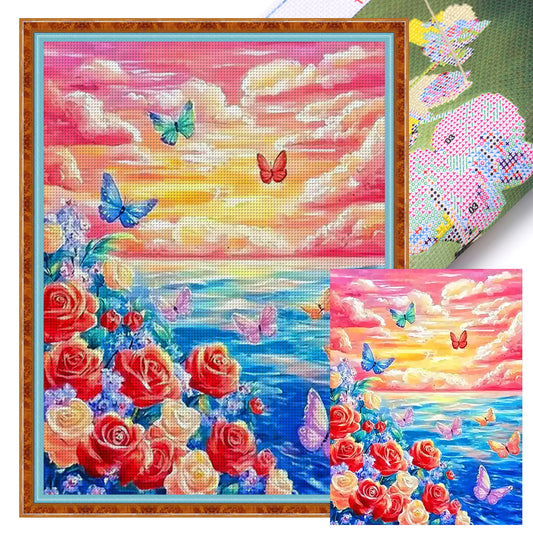 Colorful Clouds And Flowers - 11CT Stamped Cross Stitch 50*62CM£¨Mona Lisa Brand£©