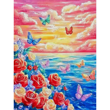 Colorful Clouds And Flowers - 11CT Stamped Cross Stitch 50*62CM£¨Mona Lisa Brand£©