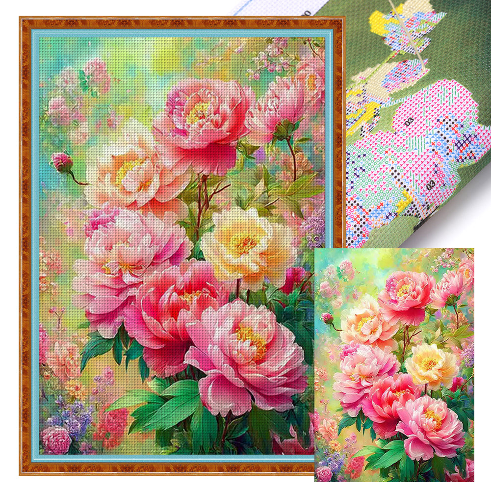 Blooming Flowers - 11CT Stamped Cross Stitch 50*70CM£¨Mona Lisa Brand£©