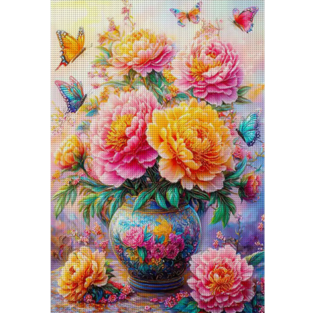 Peony Vase - 11CT Stamped Cross Stitch 50*70CM£¨Mona Lisa Brand£©