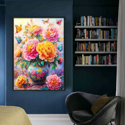 Peony Vase - 11CT Stamped Cross Stitch 50*70CM£¨Mona Lisa Brand£©
