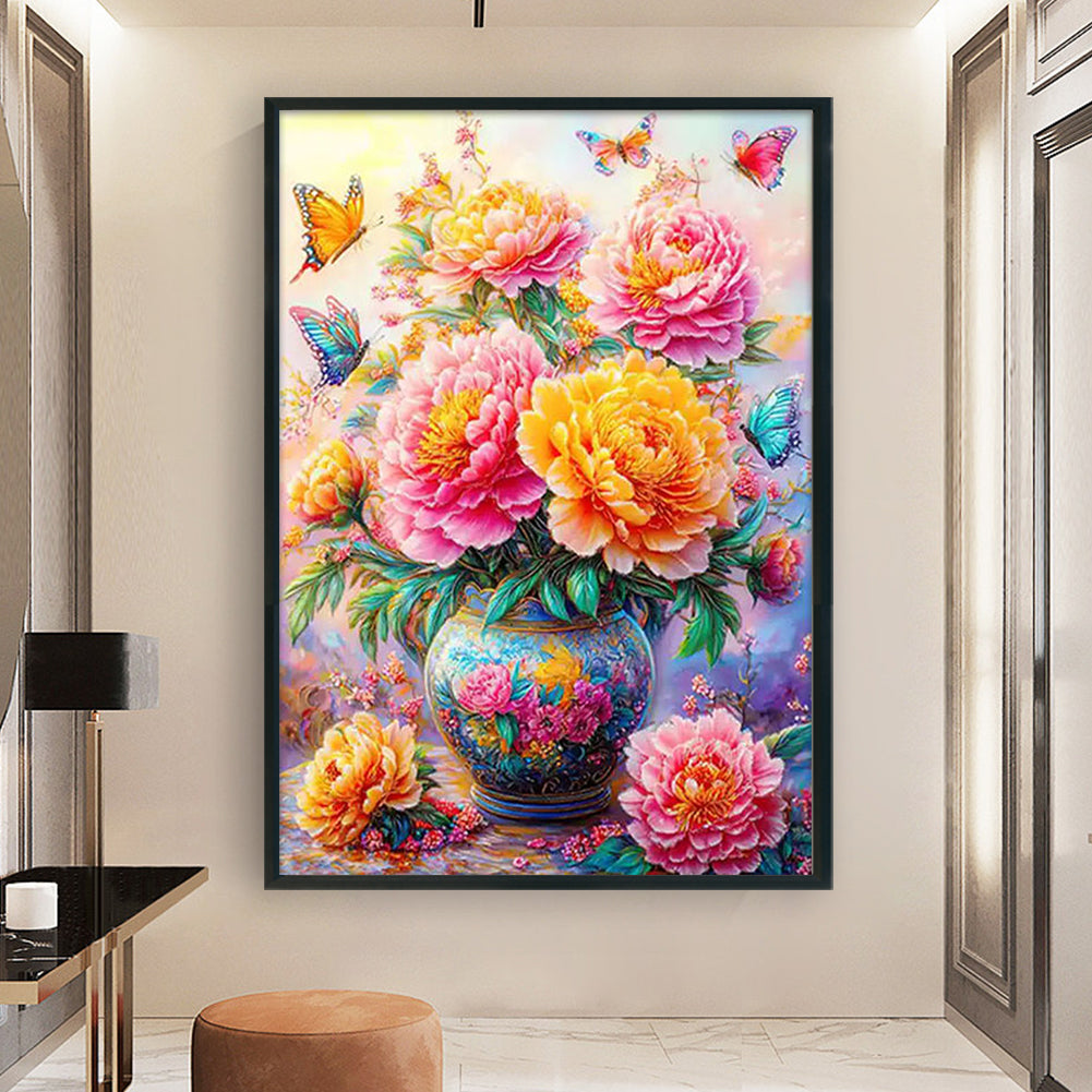 Peony Vase - 11CT Stamped Cross Stitch 50*70CM£¨Mona Lisa Brand£©