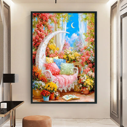 Sofa And Moon - 11CT Stamped Cross Stitch 50*75CM(Mona Lisa Brand)