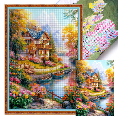 Lake Como Holiday - 11CT Stamped Cross Stitch 50*70CM(Mona Lisa Brand)